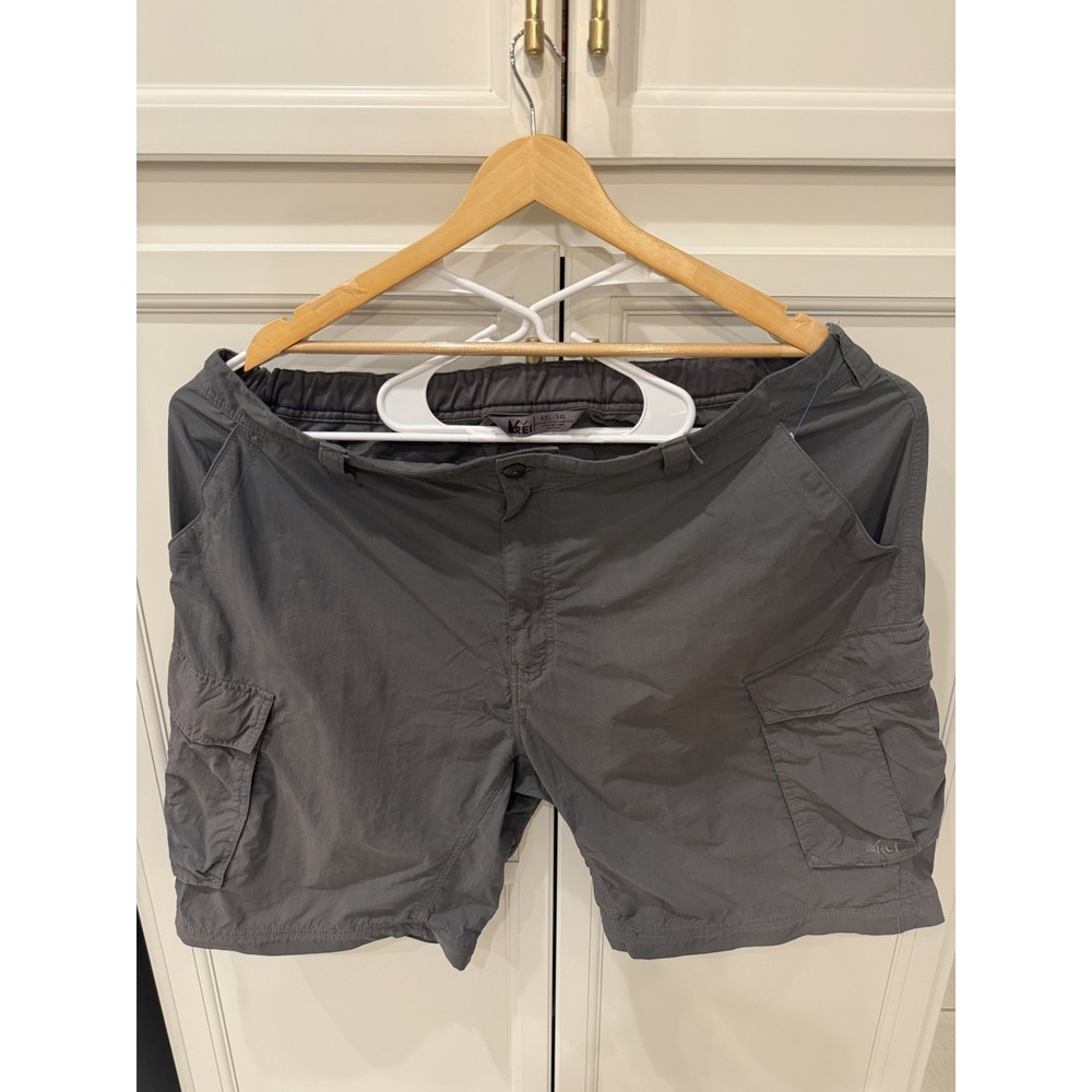 REI Cargo Shorts Mens XXL Gray Nylon Lightweight Hiking Utility Outdoors